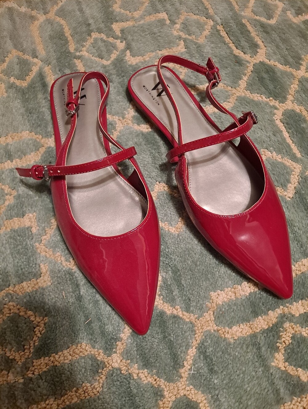 W by Worthington Red Patent Pointed Slingback Flats